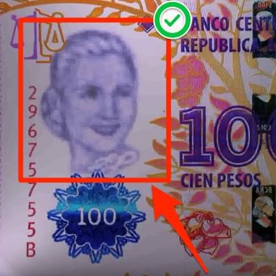 Marca de Agua en billlete de 100 pesos argentinos