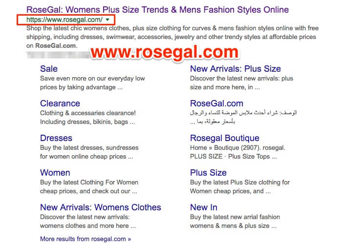 Buscar en google a Rosegal.com